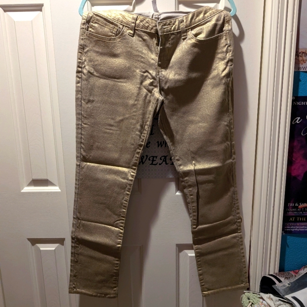 Jennifer Lopez Gold Metallic Straight Jeans